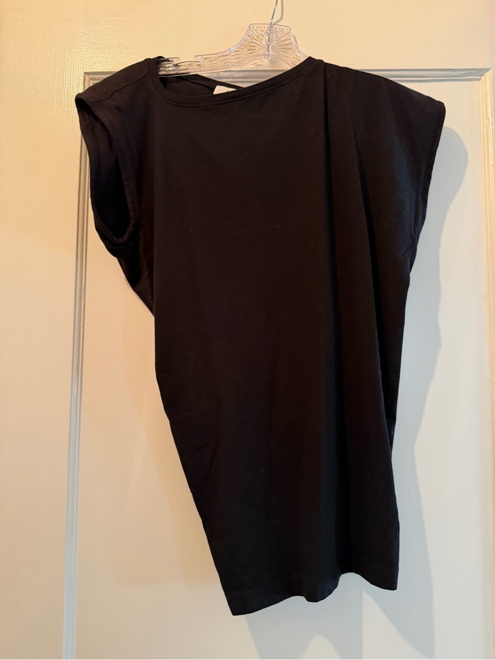 Black Cap-Sleeve Women’s Top - Classic Crewneck
